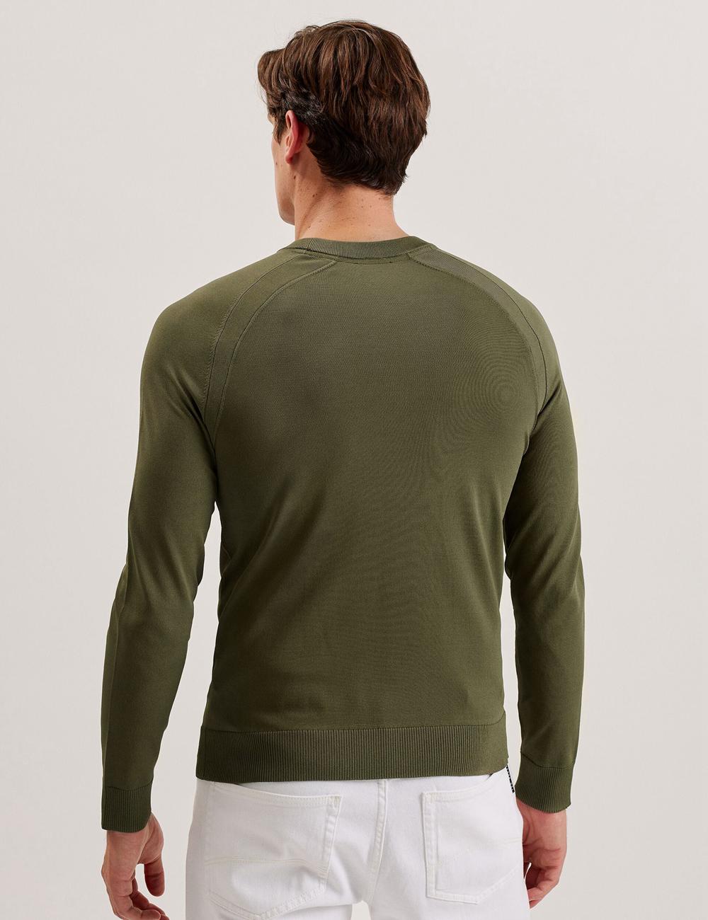 Khaki Men Ted Baker MAYWO - Saddle Shoulder Crew Neck Jumpers | SA  DIW-501279