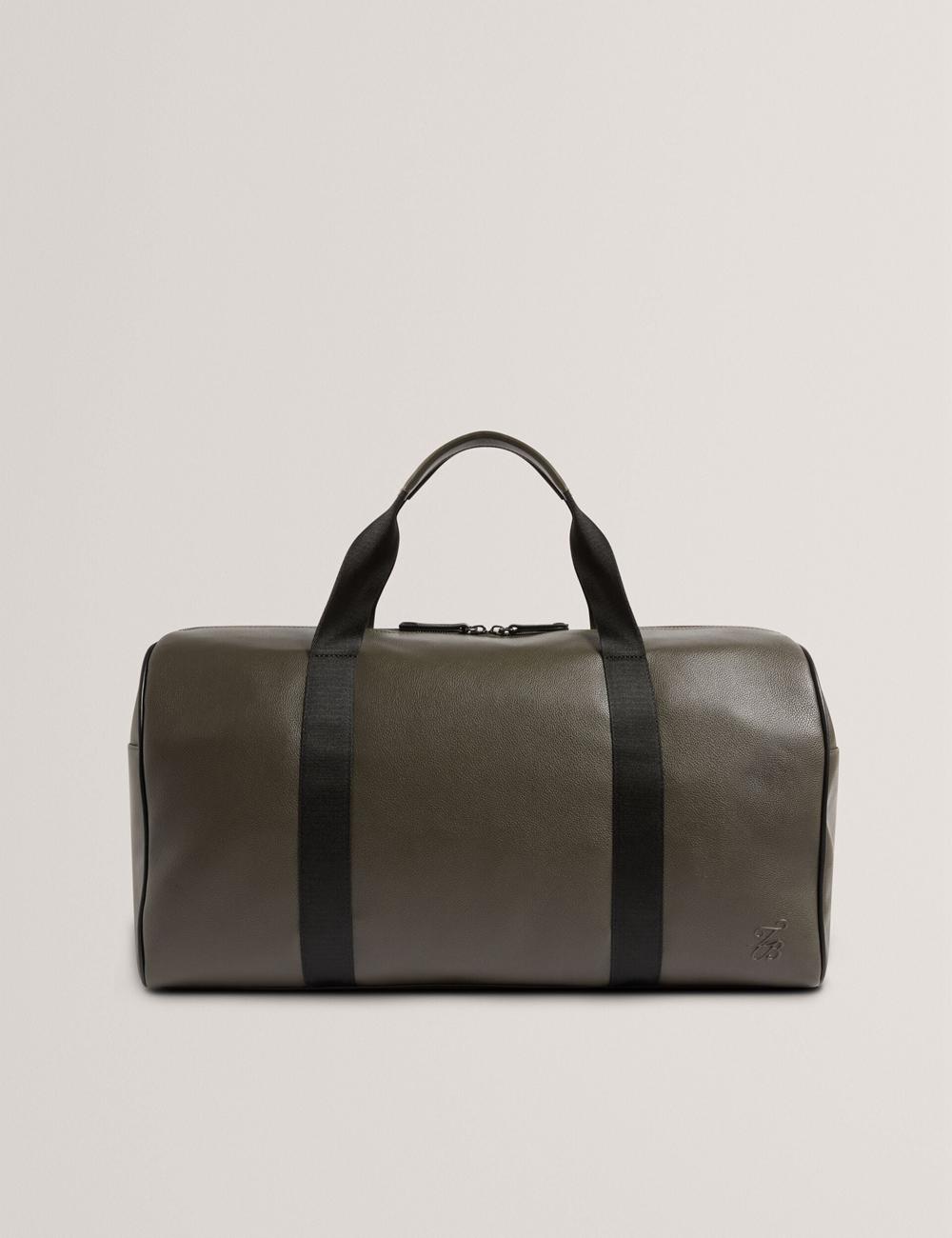 Khaki Men Ted Baker TAISON - Pebbled Faux Leather Holdall Bags | SA  IZF-907135
