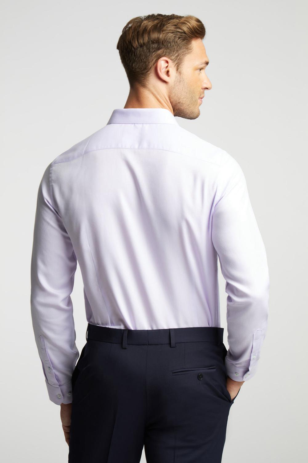 Lilac Men Ted Baker DALTON - Dobby Textured Cotton Slim Fit Formal Shirts | SA  XDB-578164