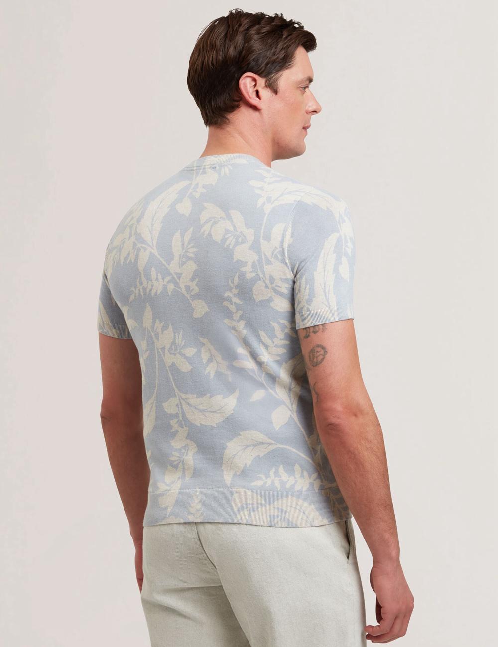 Lt-Blue Men Ted Baker DENNIO - Short Sleeve Printed Floral T-Shirts | SA  ELQ-683951