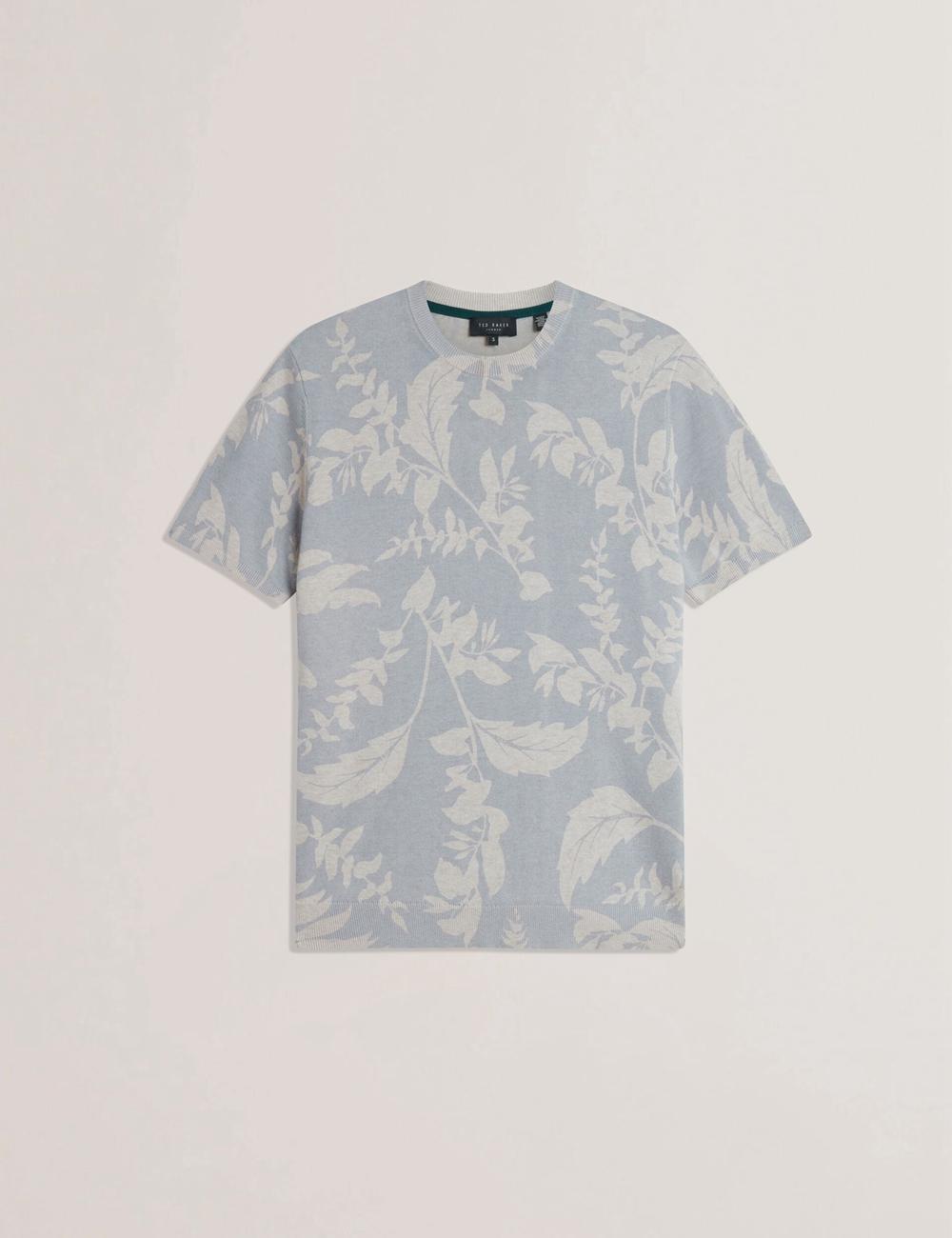 Lt-Blue Men Ted Baker DENNIO - Short Sleeve Printed Floral T-Shirts | SA  ELQ-683951