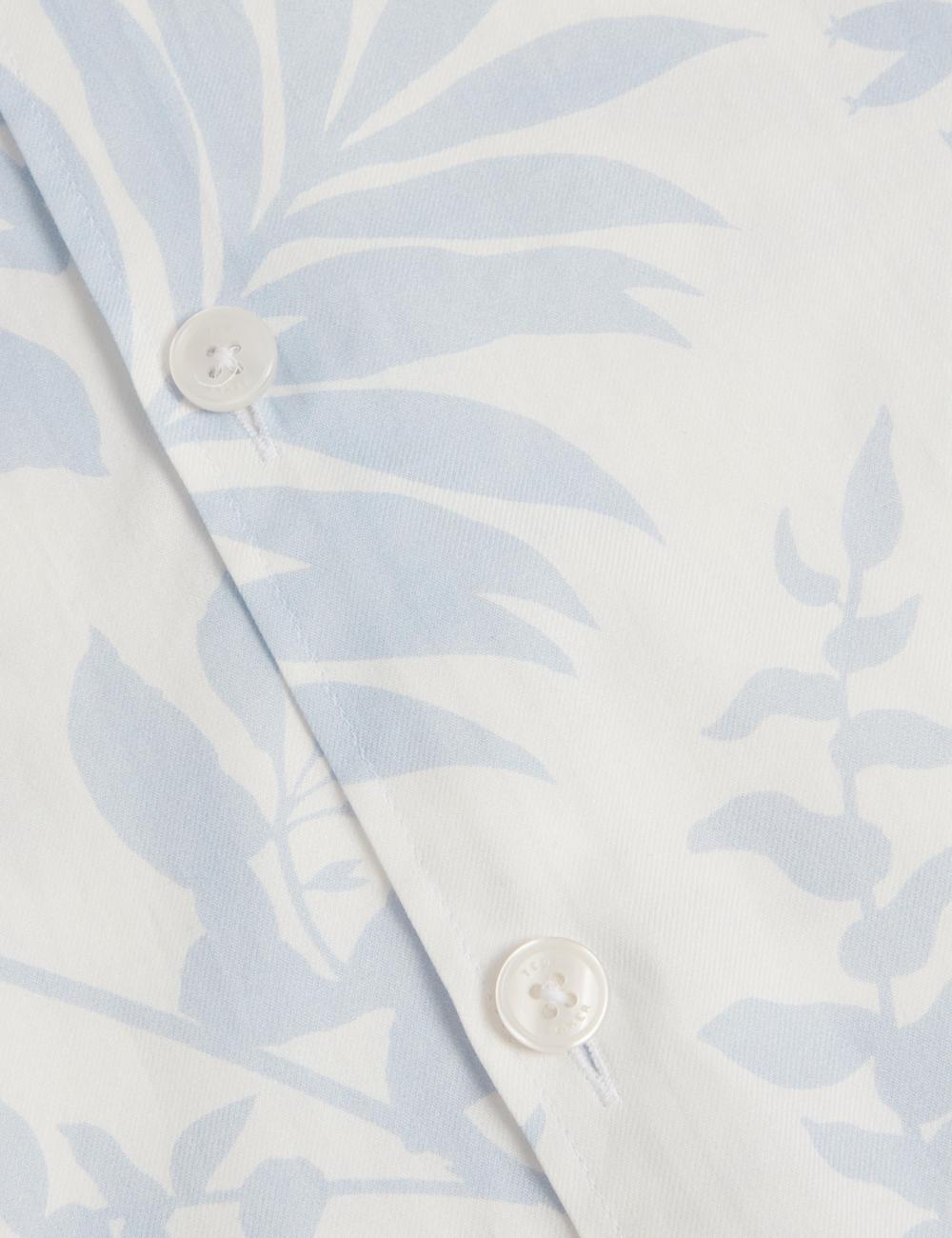 Lt-Blue Men Ted Baker KITS - Short Sleeve Relaxed Floral Print Casual Shirts | SA  IAR-839651