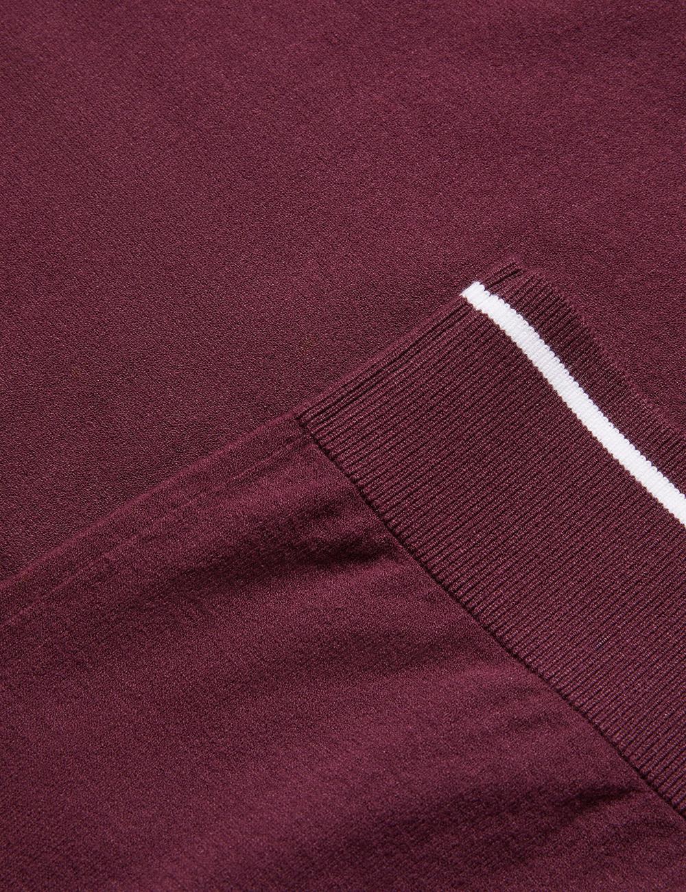 Maroon Men Ted Baker DUNOW - Pointelle Detail Striped Trim Polos Shirts | SA  XTV-907835
