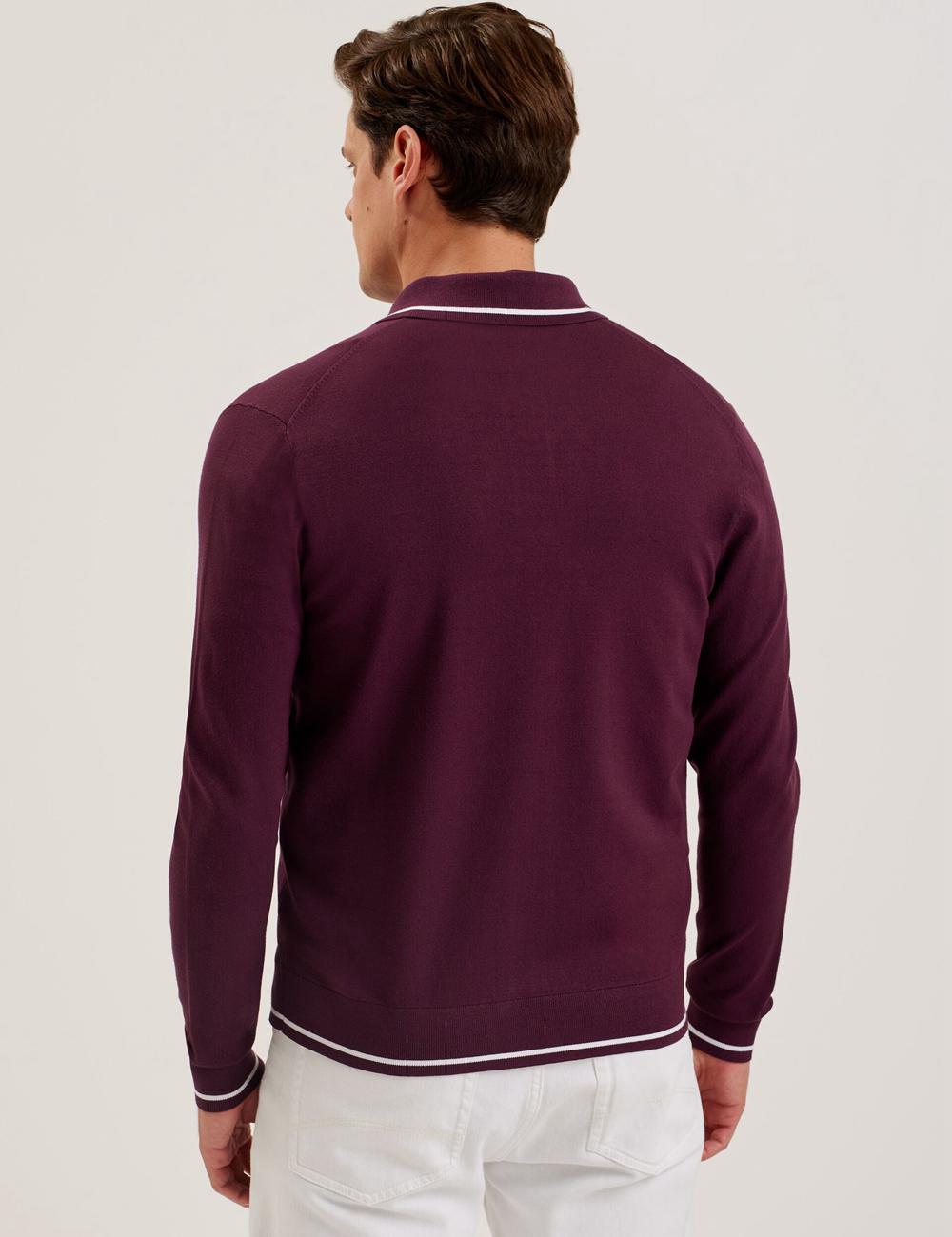 Maroon Men Ted Baker ELMDON - Pointelle Diamond Knitted Long Sleeve Casual Shirts | SA  YEL-798613