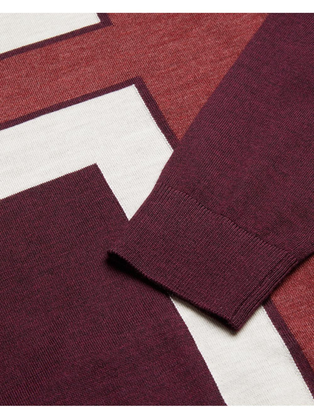 Maroon Men Ted Baker ROIKA - Colour Block Crew Neck Wool Jumpers | SA  YUO-798345