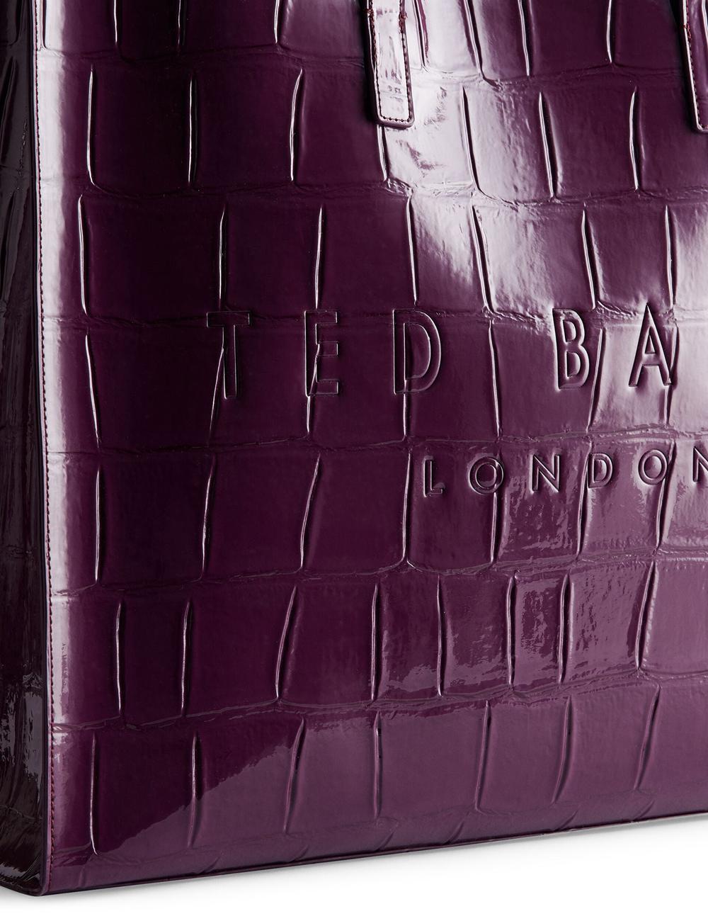 Maroon Women Ted Baker ALLICON - Wide Croc Effect Icon Tote Bags | SA  OCB-536024