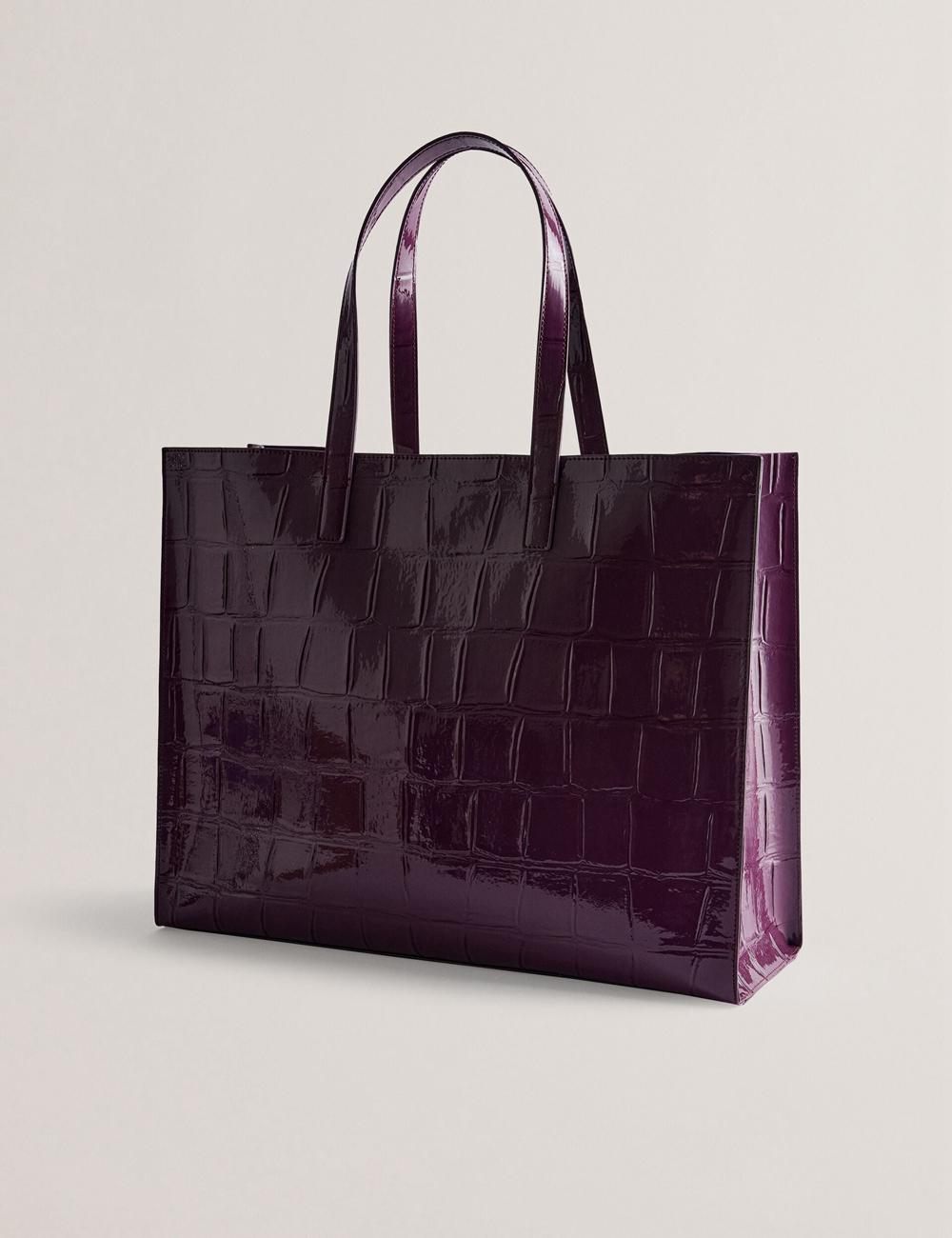 Maroon Women Ted Baker ALLICON - Wide Croc Effect Icon Tote Bags | SA  OCB-536024