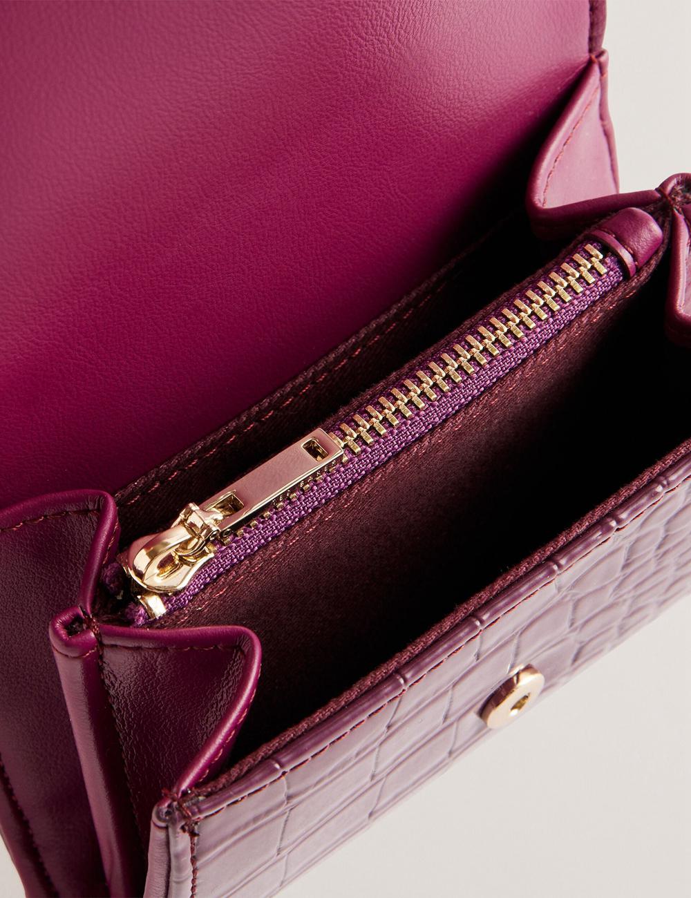 Maroon Women Ted Baker CONILYA - Croc Texture Fold Over Coin Purses | SA  IKW-468015