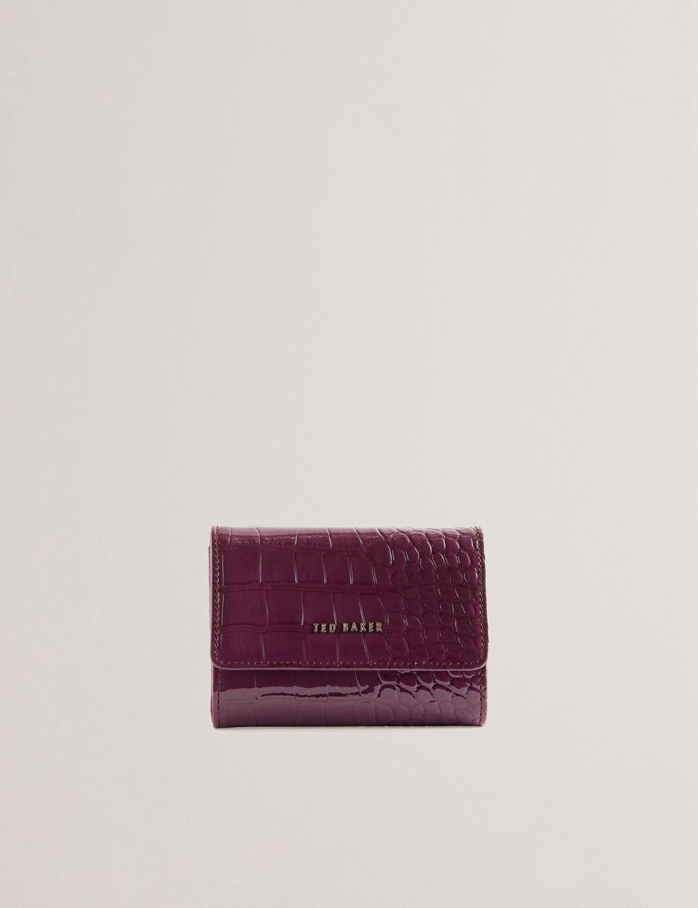 Maroon Women Ted Baker CONILYA - Croc Texture Fold Over Coin Purses | SA  IKW-468015