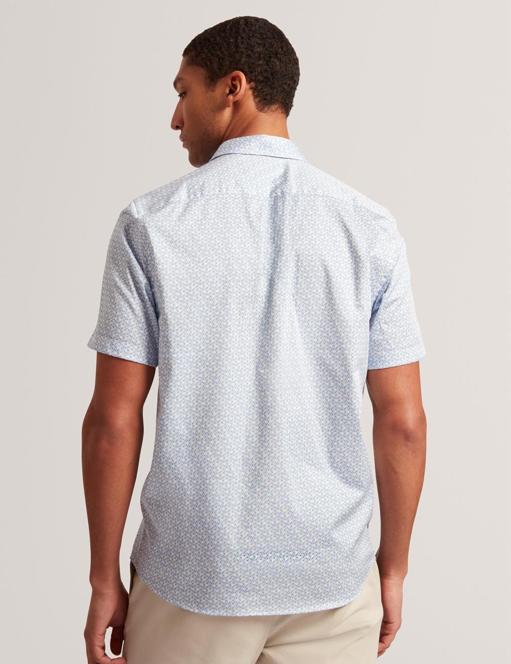Mid-Blue Men Ted Baker ALPHSO - SS Regular Fit Geo Casual Shirts | SA  XAW-971420