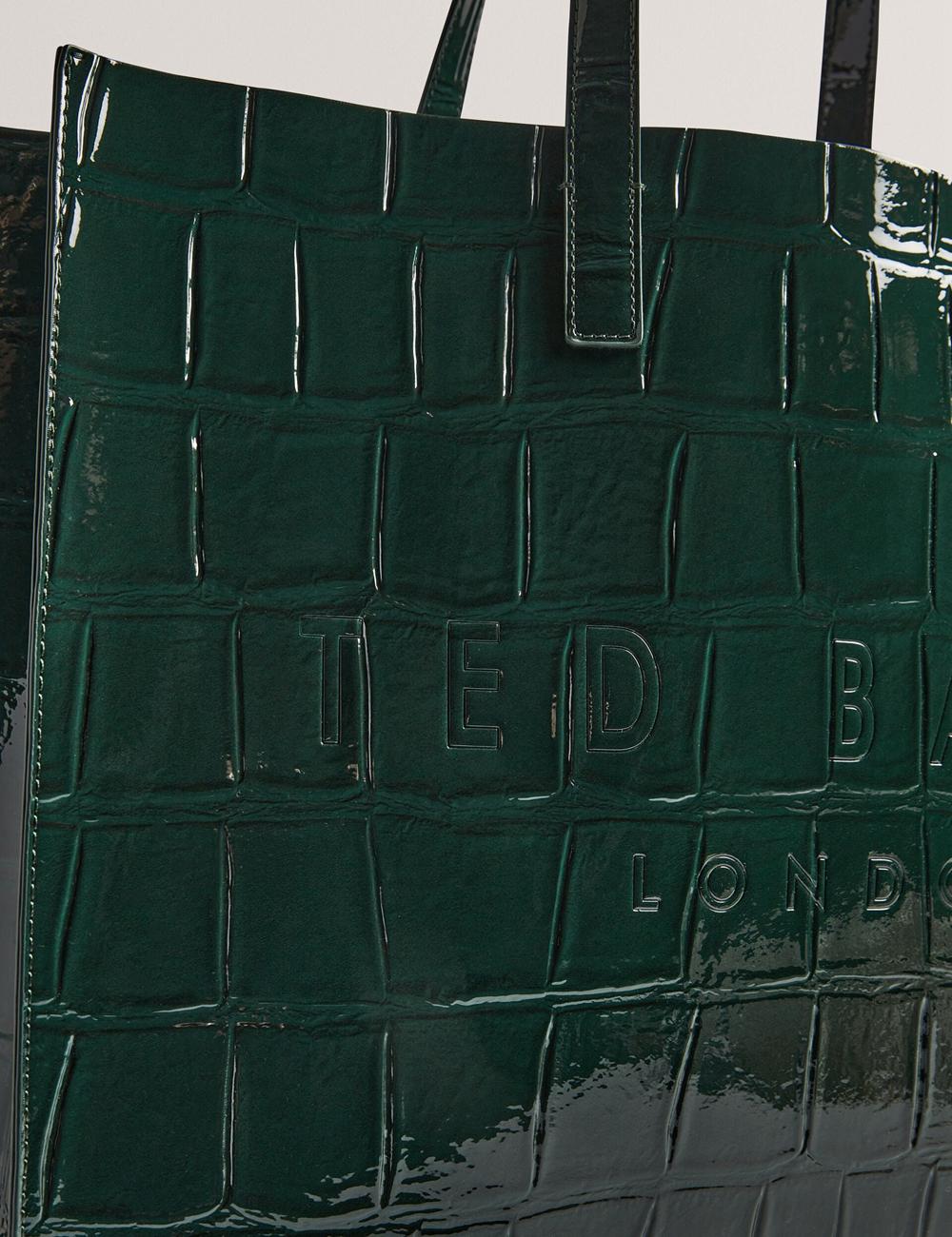 Mid-Green Women Ted Baker ALLICON - Patent Croc Effect Wide Tote Bags | SA  WGD-032648