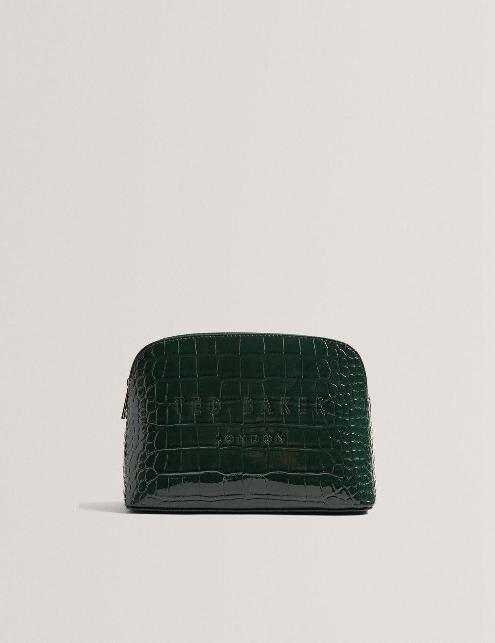 Mid-Green Women Ted Baker CROCALA - Croc Effect Faux Leather Make-Up Bags | SA  AWT-490632