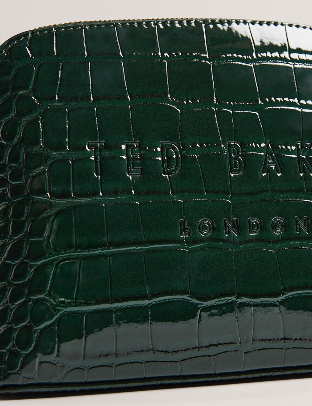 Mid-Green Women Ted Baker CROCALA - Croc Effect Faux Leather Make-Up Bags | SA  AWT-490632