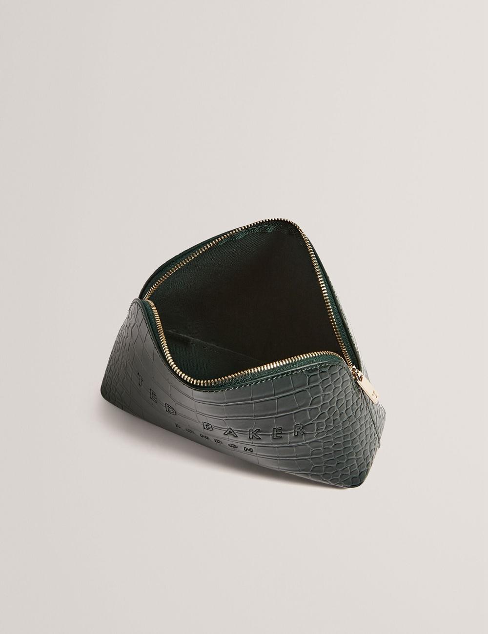 Mid-Green Women Ted Baker CROCALA - Croc Effect Faux Leather Make-Up Bags | SA  AWT-490632