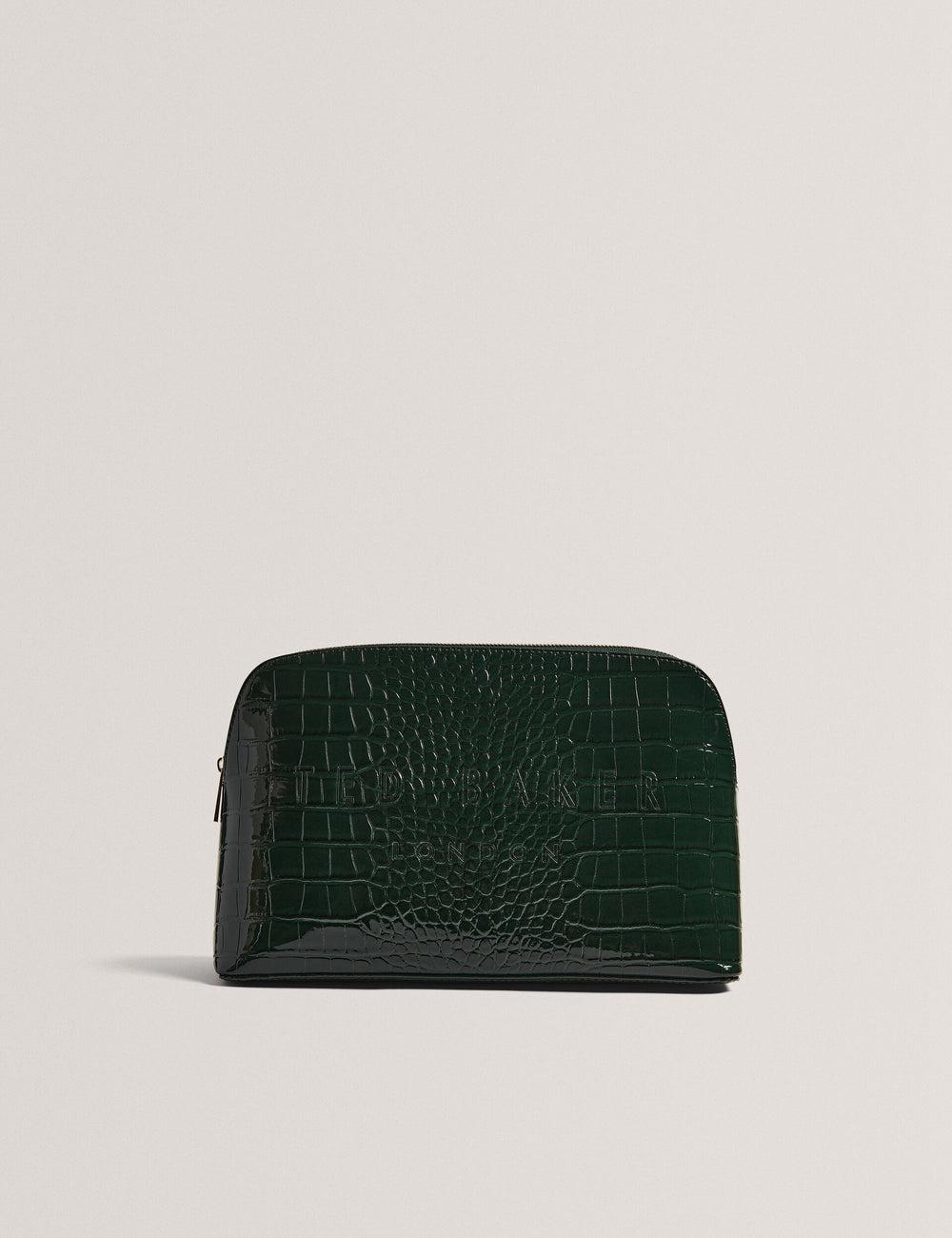 Mid-Green Women Ted Baker CROCANA - Croc Texture Faux Leather Wash Bags | SA  ALC-736204
