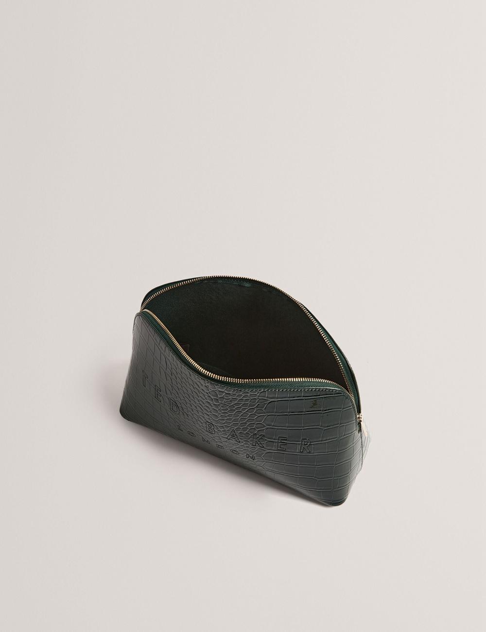 Mid-Green Women Ted Baker CROCANA - Croc Texture Faux Leather Wash Bags | SA  ALC-736204