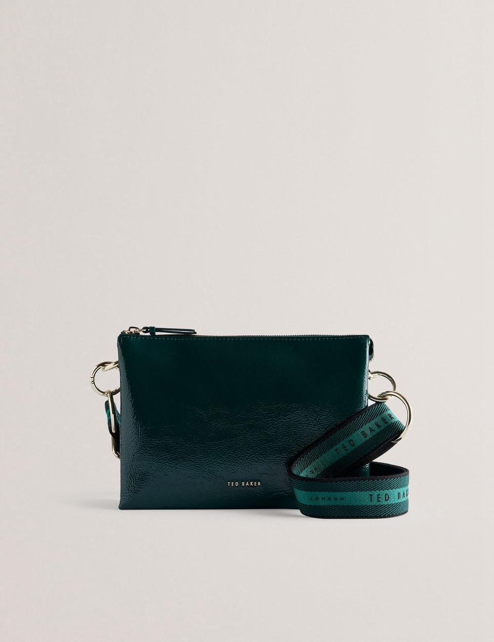Mid-Green Women Ted Baker DAWCEY - Crinkled Patent Leather Crossbody Bags | SA  ZIU-540681