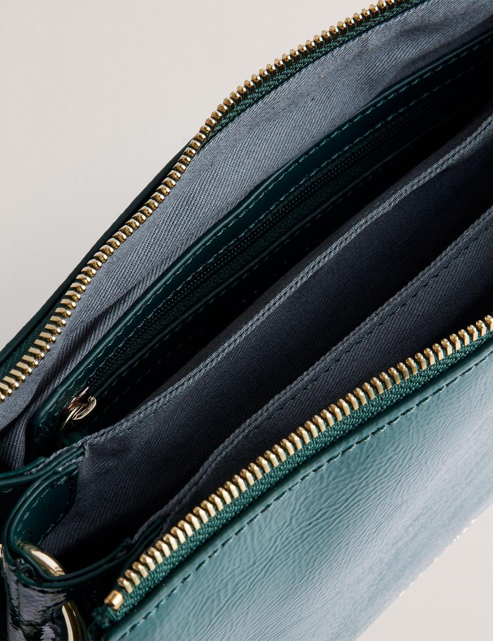 Mid-Green Women Ted Baker DAWCEY - Crinkled Patent Leather Crossbody Bags | SA  ZIU-540681