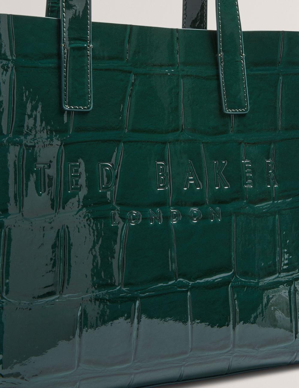 Mid-Green Women Ted Baker REPTCON - Croc Effect Small Tote Bags | SA  DSK-528316