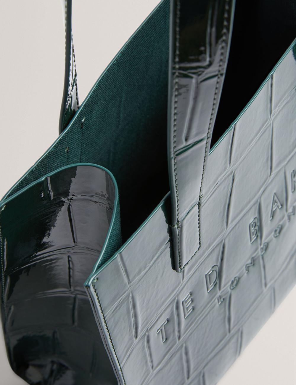 Mid-Green Women Ted Baker REPTCON - Croc Effect Small Tote Bags | SA  DSK-528316