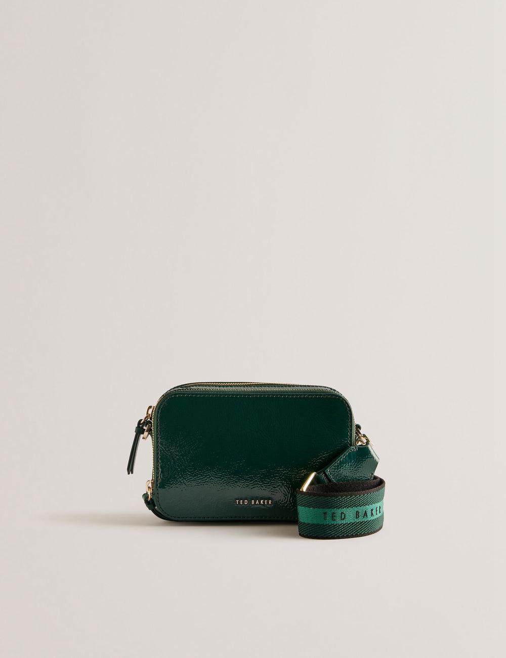 Mid-Green Women Ted Baker STUNWA - Patent Leather Webbing Camera Camera Bag | SA  CWX-063981