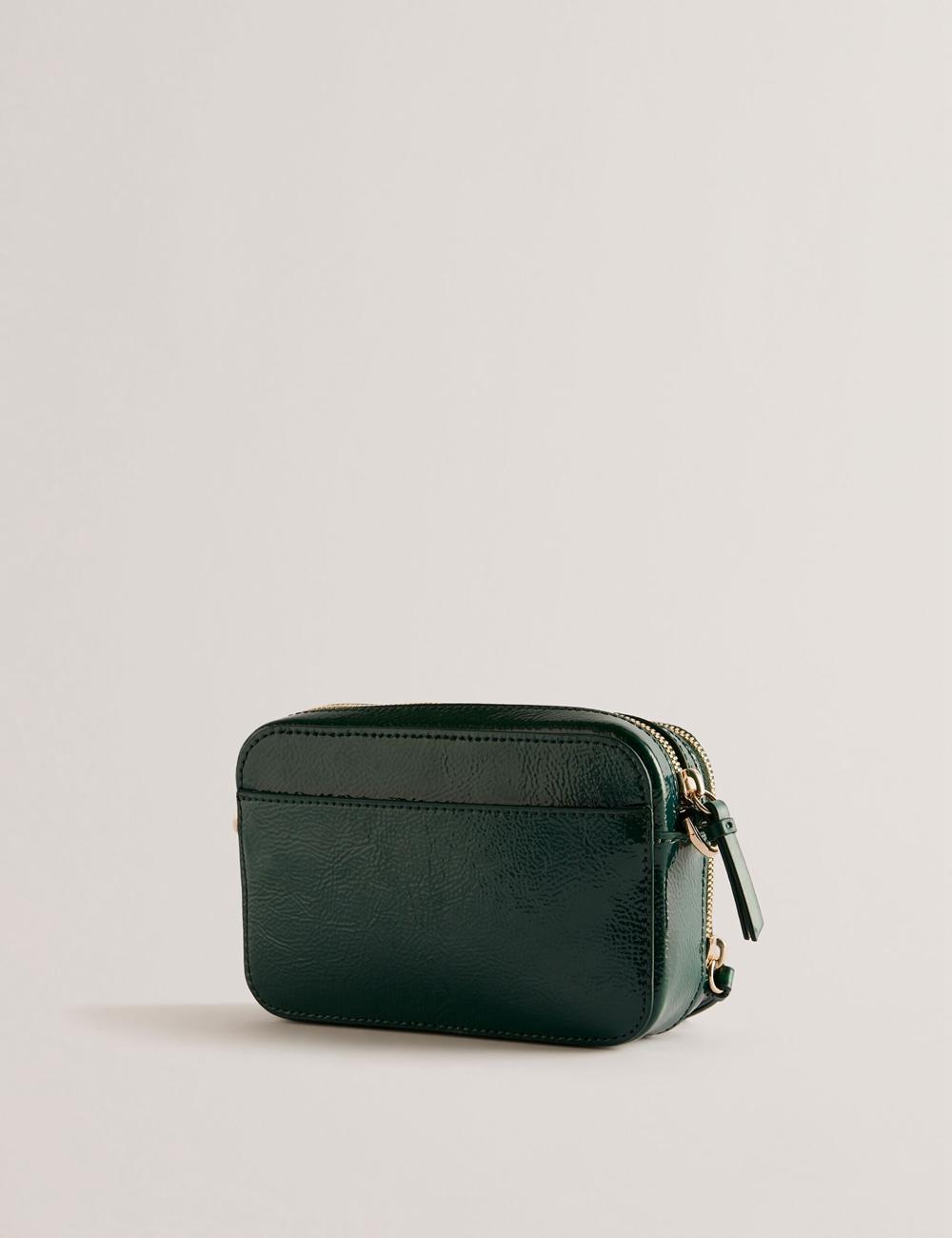 Mid-Green Women Ted Baker STUNWA - Patent Leather Webbing Camera Camera Bag | SA  CWX-063981