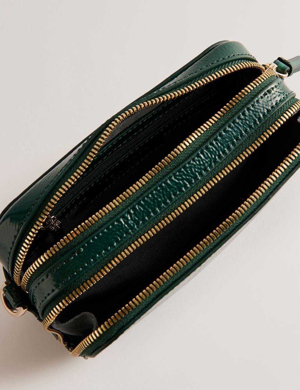 Mid-Green Women Ted Baker STUNWA - Patent Leather Webbing Camera Camera Bag | SA  CWX-063981
