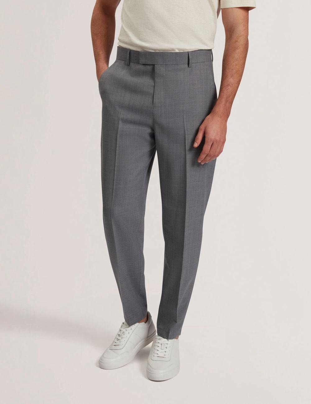 Mid-Grey Men Ted Baker SELWYNT - Lightweight Wool Blend Trousers | SA  GEN-632705
