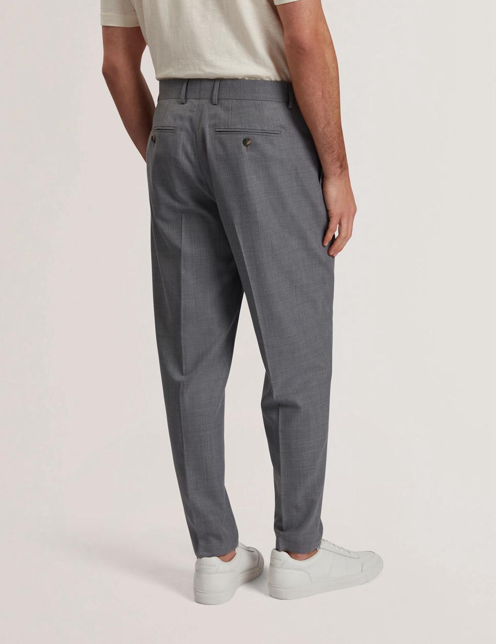 Mid-Grey Men Ted Baker SELWYNT - Lightweight Wool Blend Trousers | SA  GEN-632705