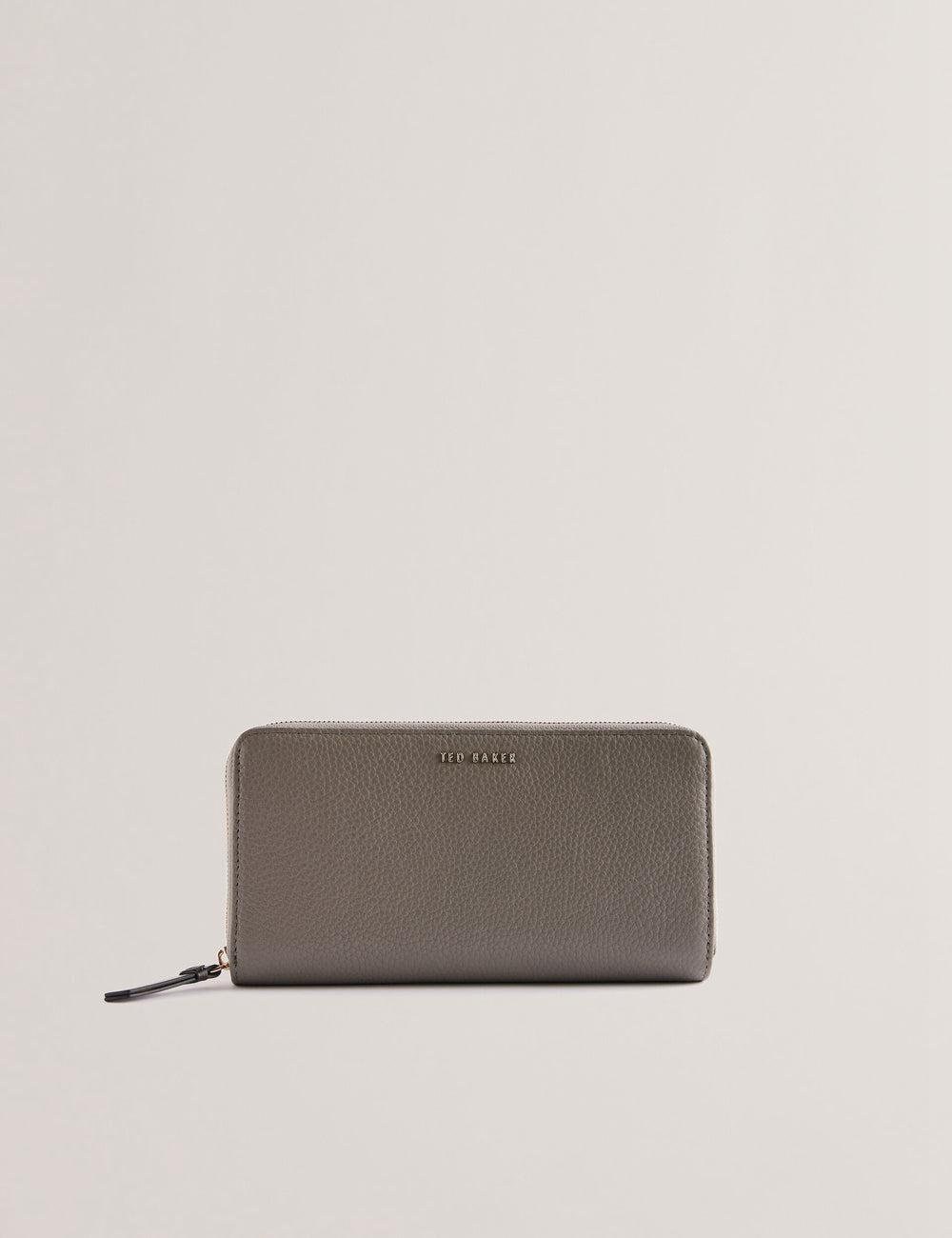 Mid-Grey Women Ted Baker DALIEA - Large Textured Leather Zip Around Purses | SA  GYV-613897