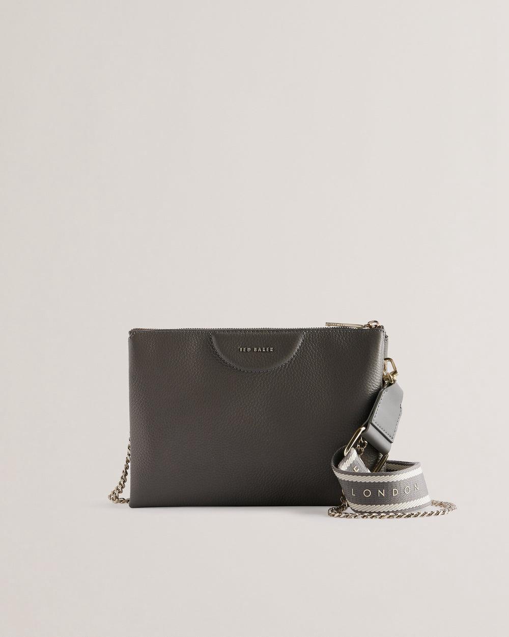 Mid-Grey Women Ted Baker ESILLE - Branded Webbing Crossbody Leather Crossbody Bags | SA  GRD-781496