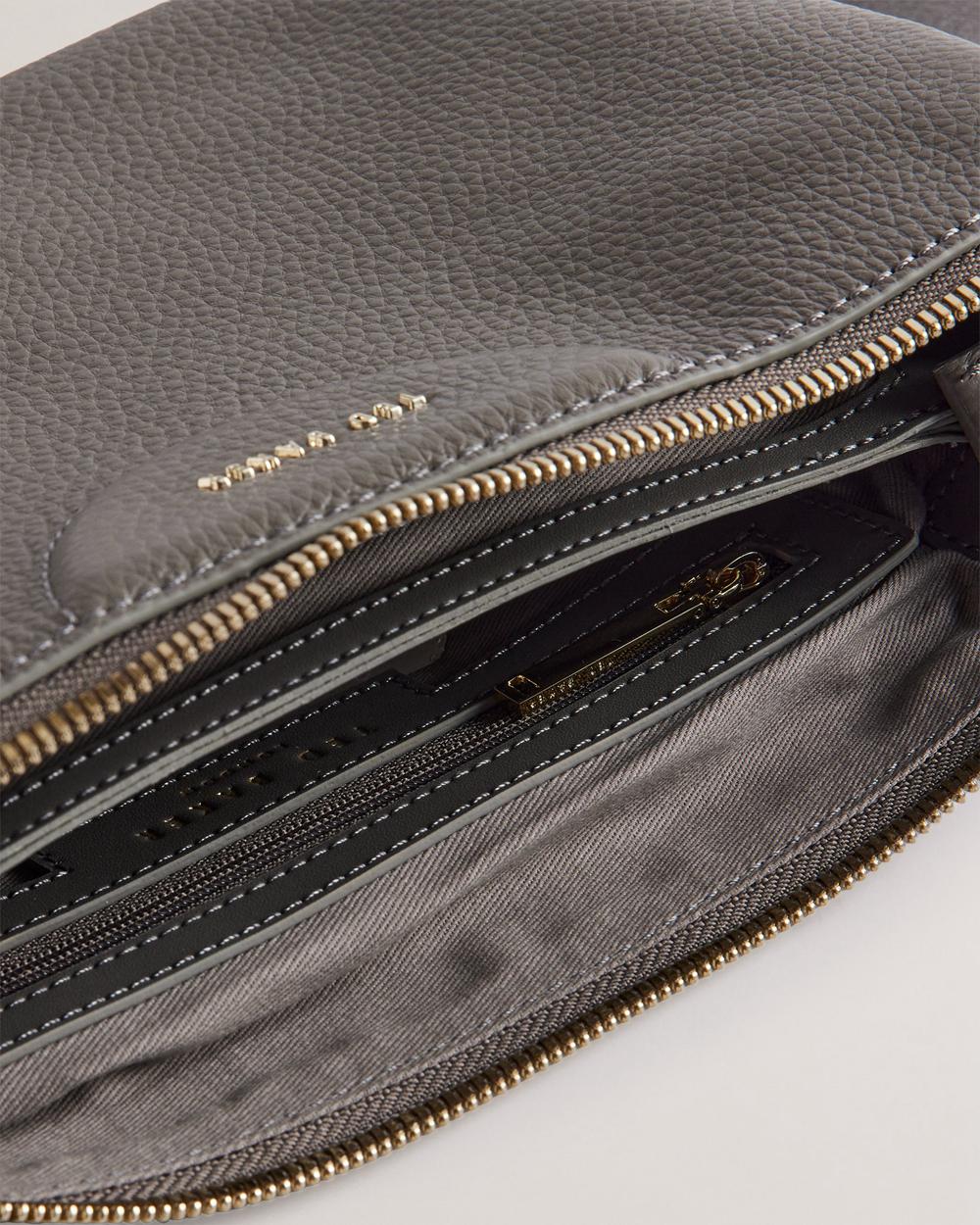 Mid-Grey Women Ted Baker ESILLE - Branded Webbing Crossbody Leather Crossbody Bags | SA  GRD-781496