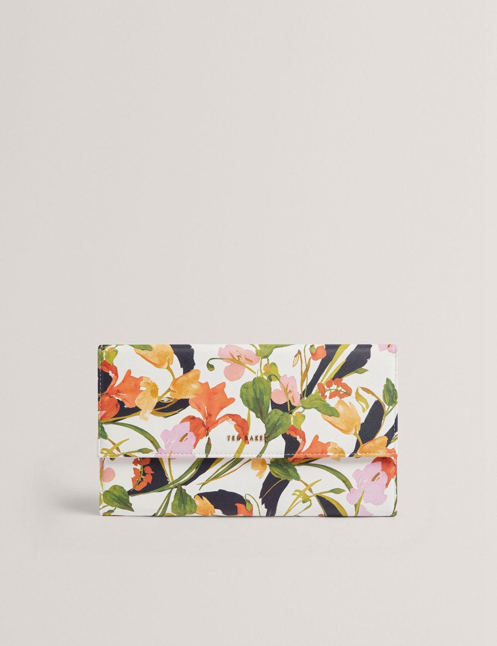 Nat-White Women Ted Baker JACIIIE - Floral Print Faux Leather Travel Wallets | SA  HNX-632417