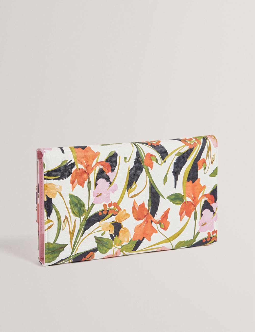 Nat-White Women Ted Baker JACIIIE - Floral Print Faux Leather Travel Wallets | SA  HNX-632417