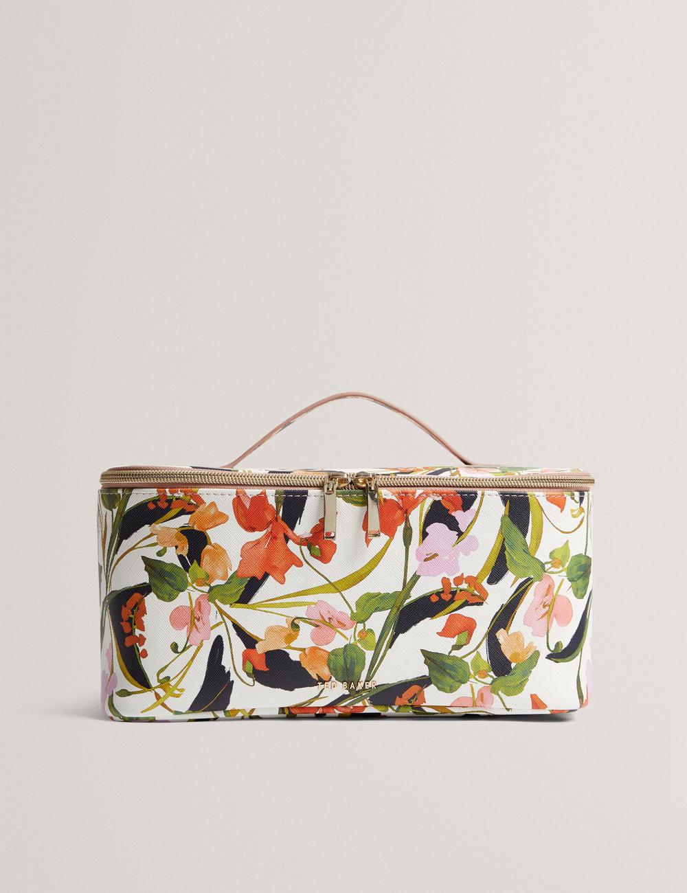 Nat-White Women Ted Baker LOUISII - Floral PU Top Handle Large Wash Bags | SA  HXE-302146