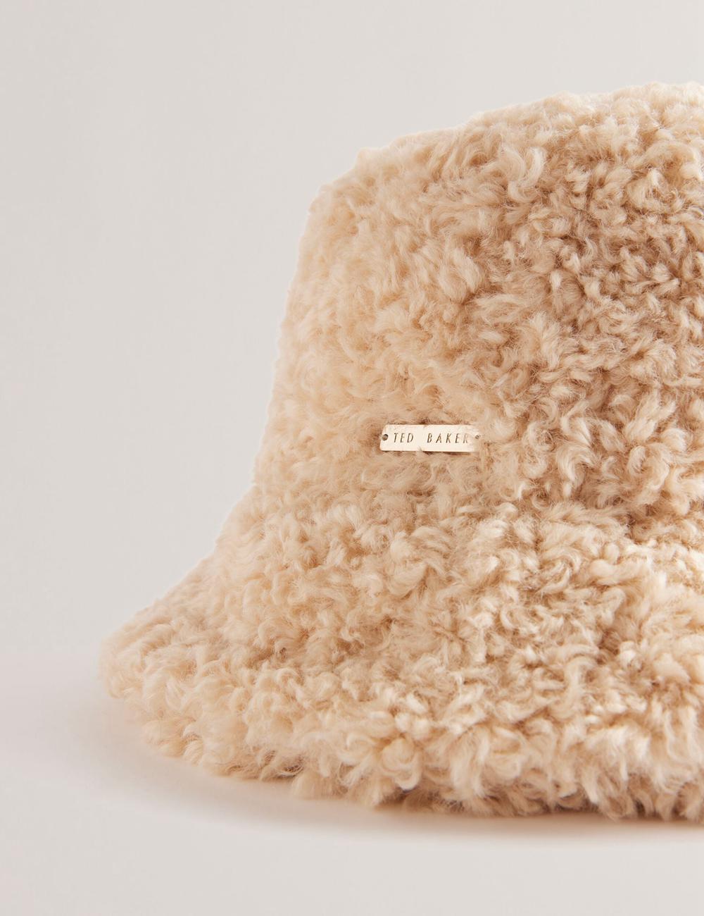 Natural Women Ted Baker FLUFFYI - Faux Shearling Wide Brim Bucket Hats | SA  ABX-208759