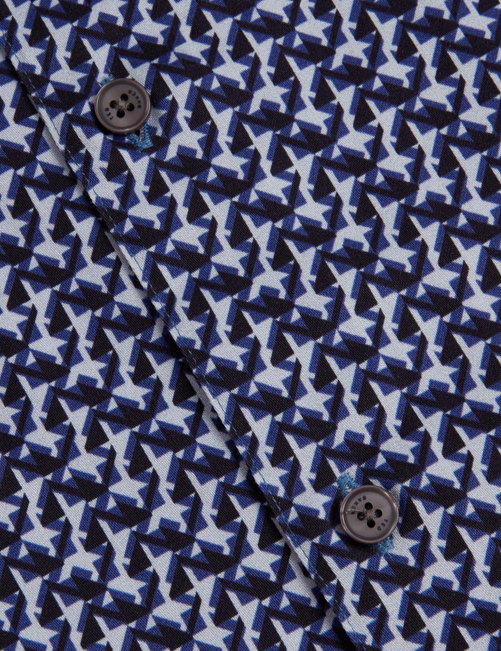 Navy Men Ted Baker ALPHSO SS Regular Fit Geo Casual Shirts | SA  YKW-912065
