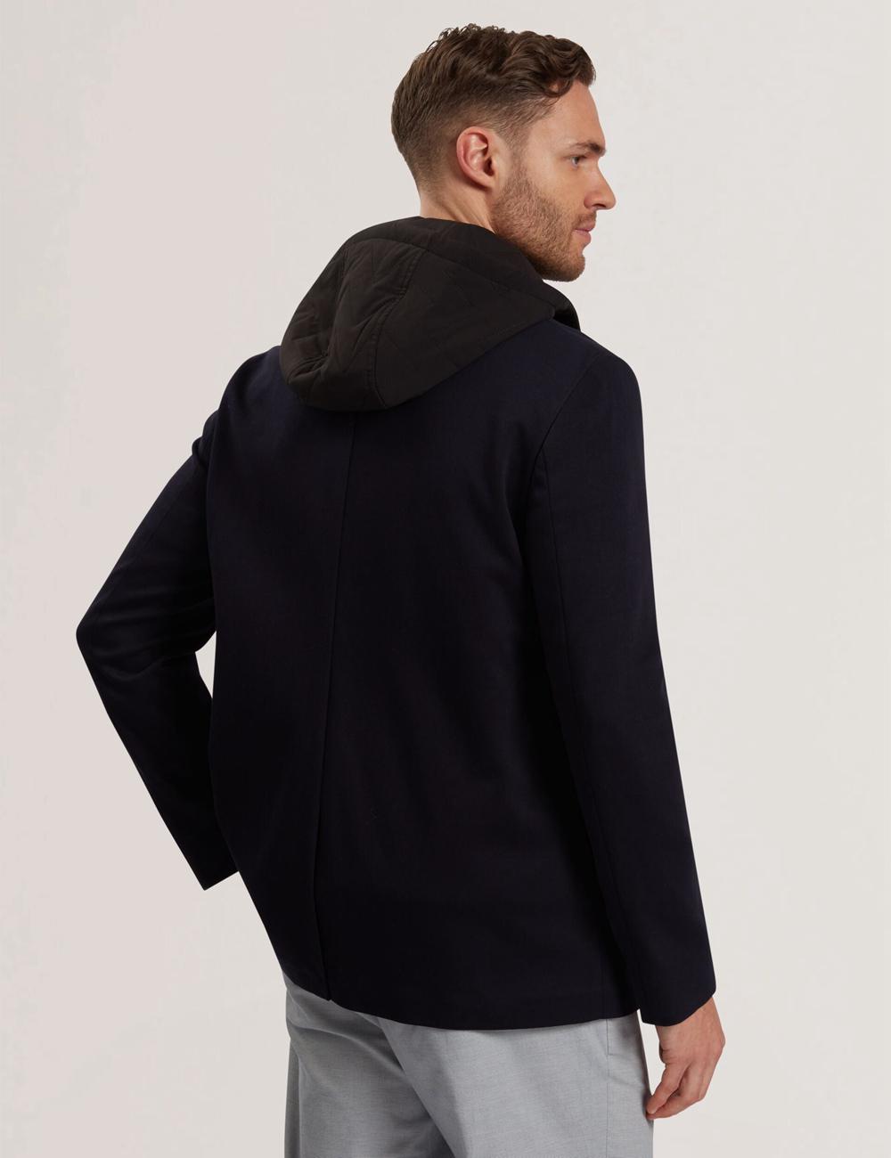 Navy Men Ted Baker ASHB - Jersey Blazer With Zip-Up Hooded Liner Blazers | SA  CXR-257803