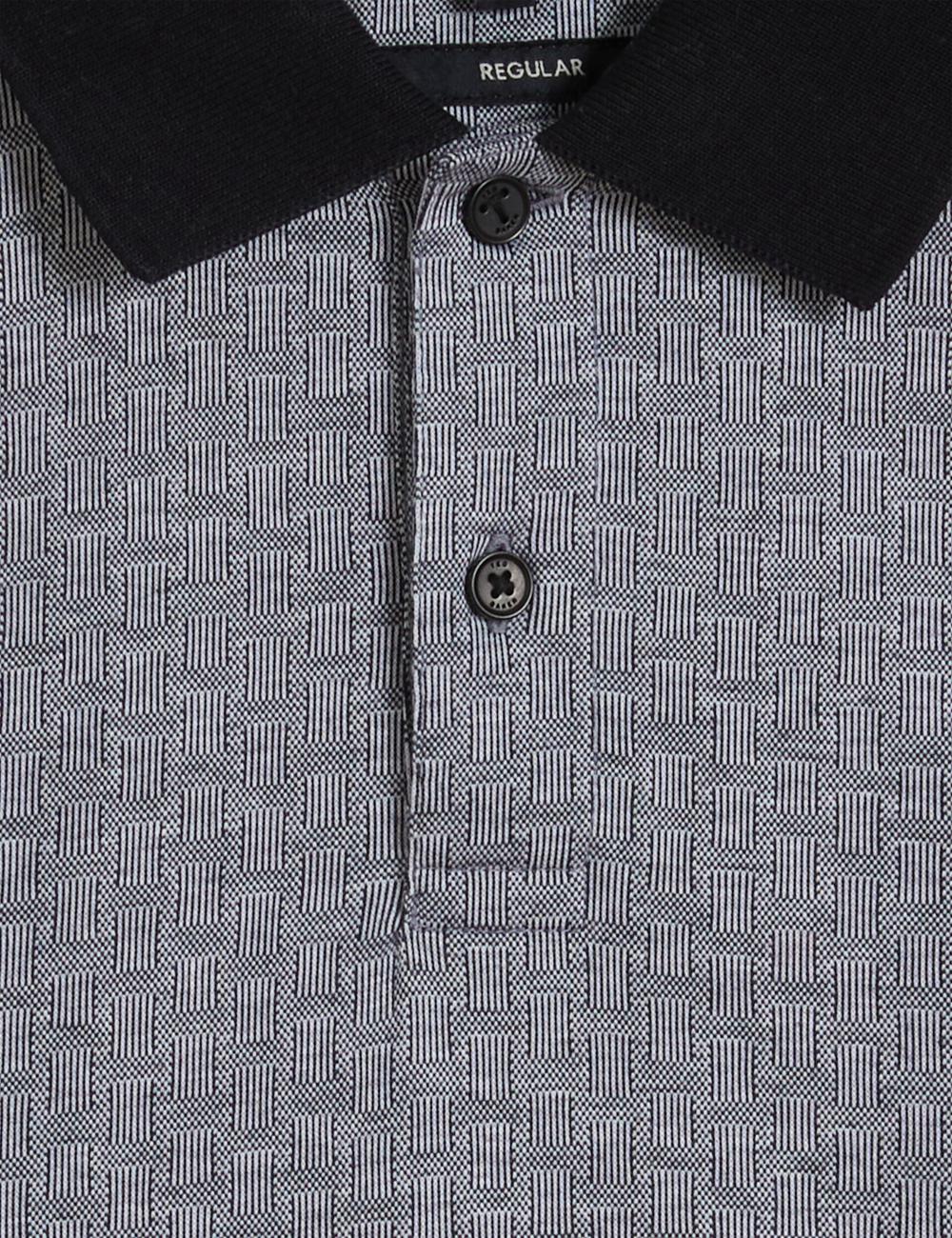 Navy Men Ted Baker AUGUSO - Textured Jacquard Cotton Polos Shirts | SA  ZLC-615908