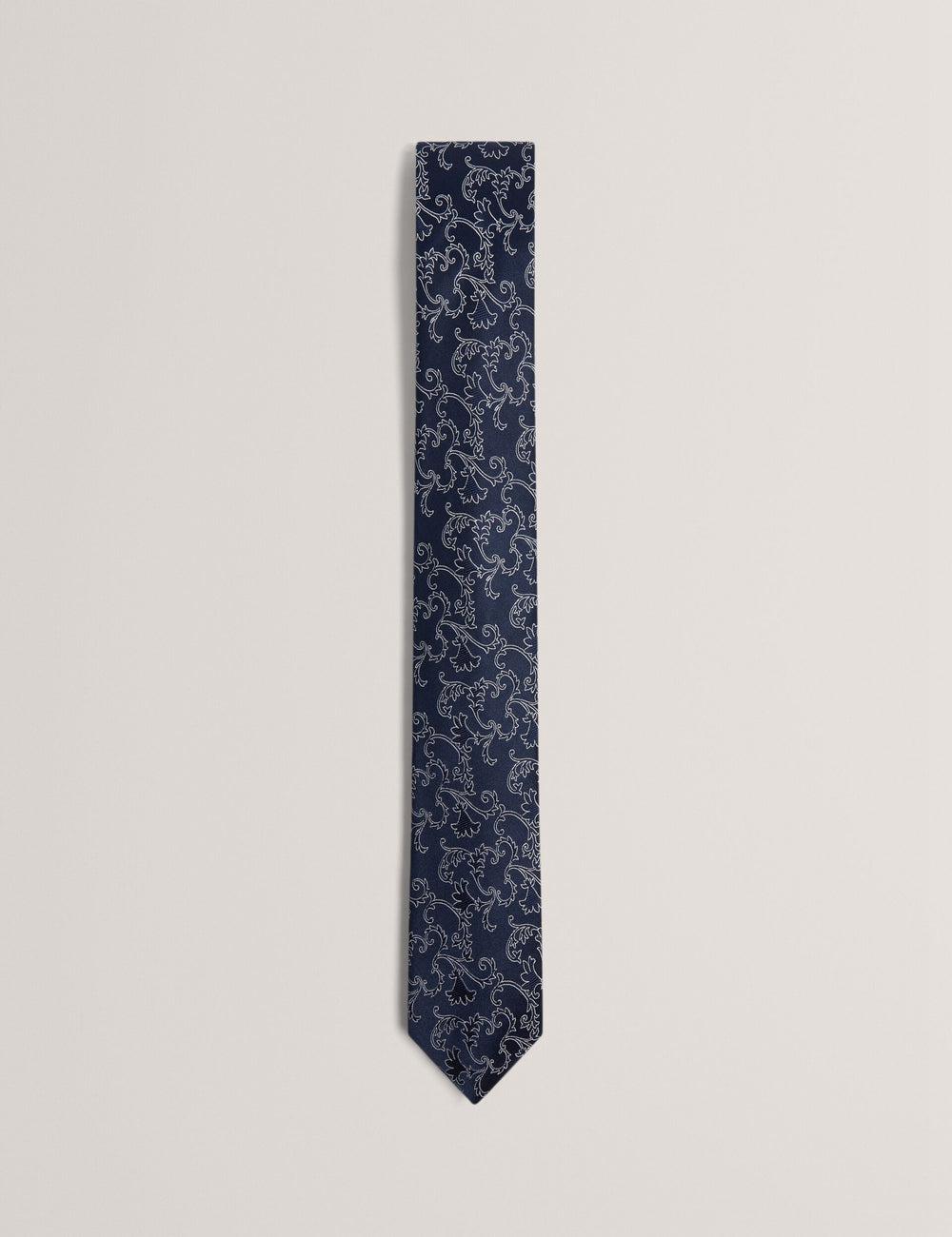 Navy Men Ted Baker BIONDIS - Baroque Floral Print Silk Ties | SA  DGJ-461029