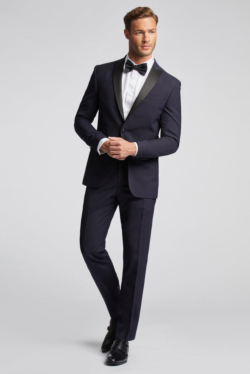 Navy Men Ted Baker BREENTS - Slim Fit Navy Tuxedo Trousers | SA  WEX-829067
