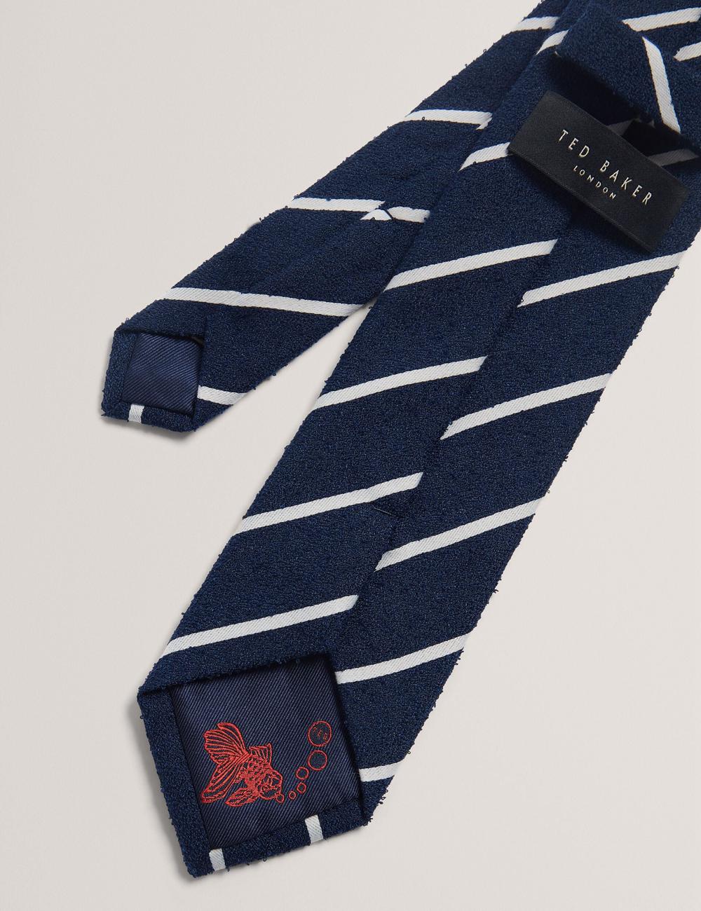 Navy Men Ted Baker CAMPSEA - Boucle Texture Solid Stripe Ties | SA  RLZ-249863