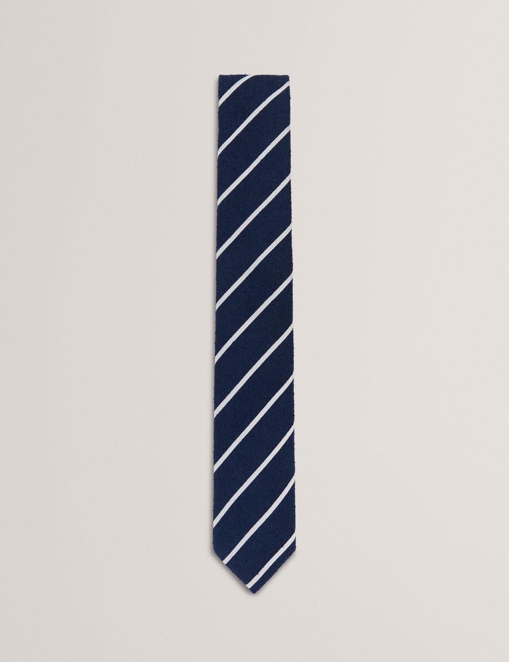Navy Men Ted Baker CAMPSEA - Boucle Texture Solid Stripe Ties | SA  RLZ-249863