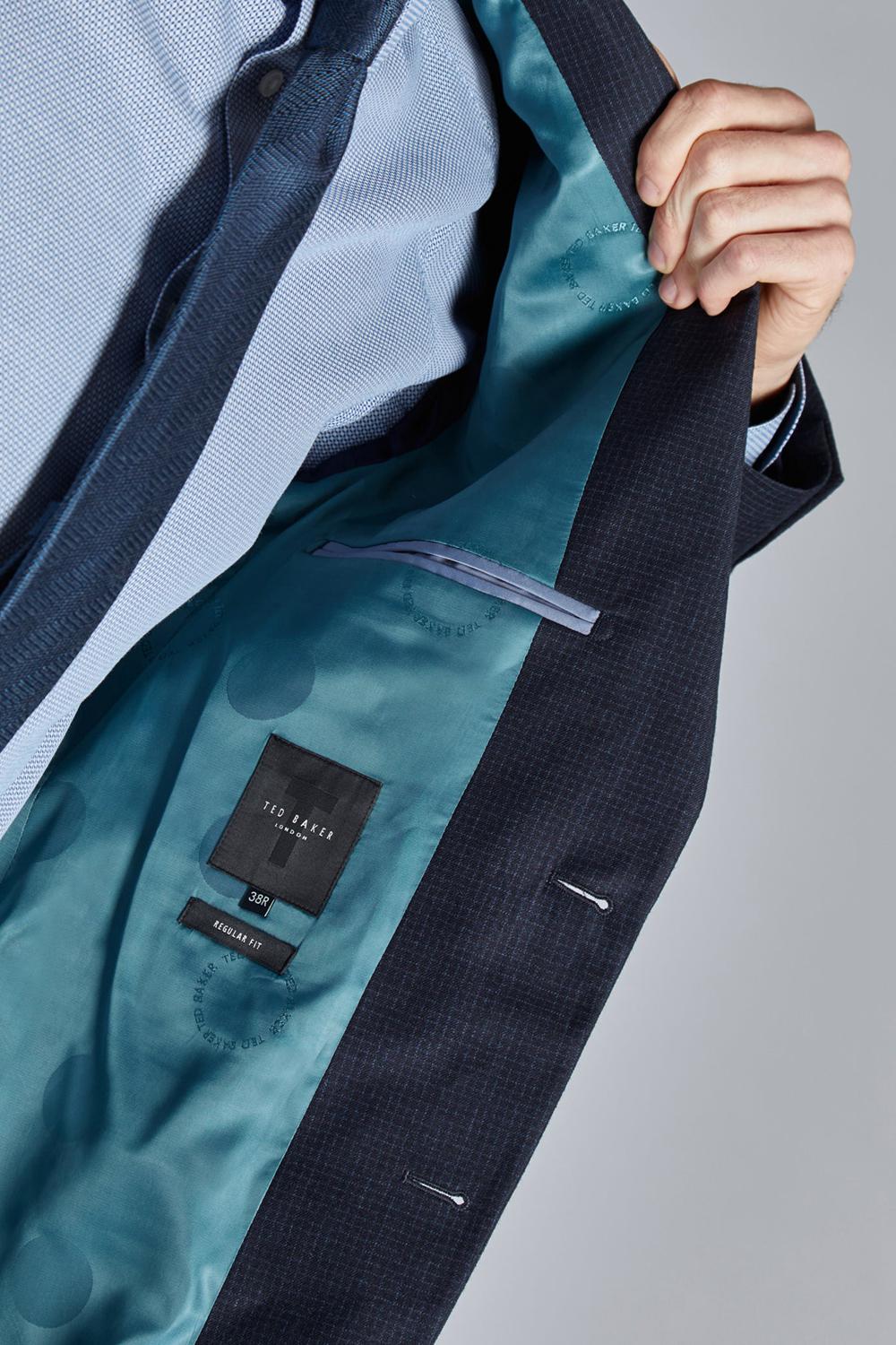 Navy Men Ted Baker CANISJS - Grid Check Regular Fit Suit Jackets | SA  MGV-351074