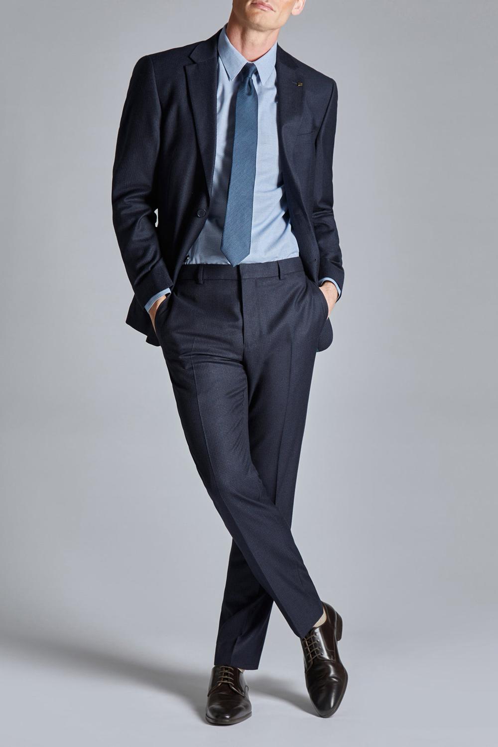 Navy Men Ted Baker CANISJS - Grid Check Regular Fit Suit Jackets | SA  MGV-351074