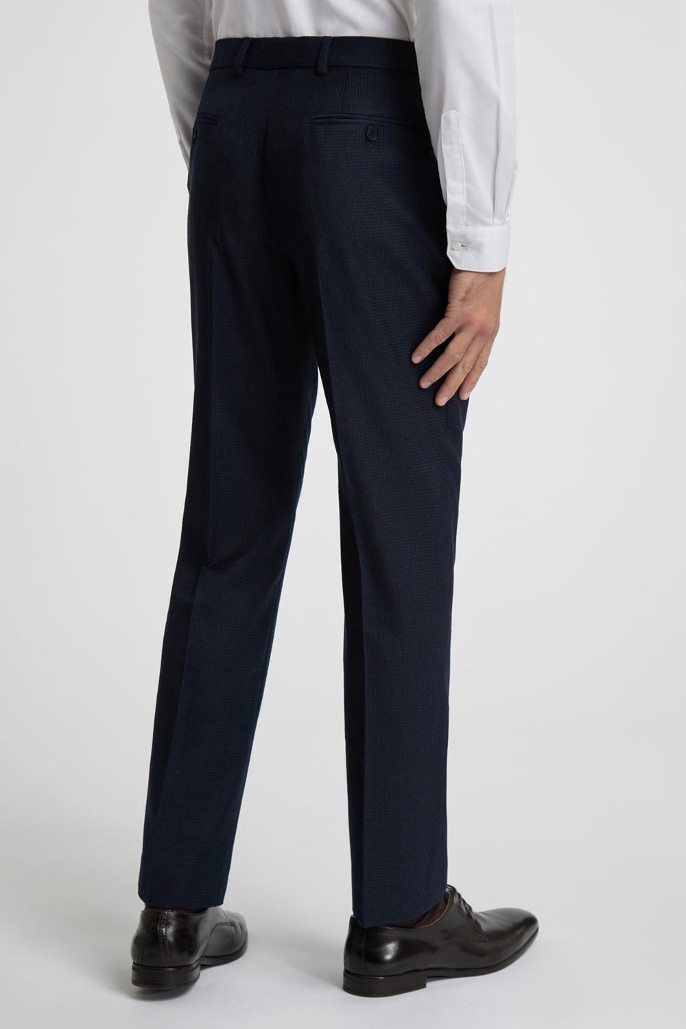 Navy Men Ted Baker CANISTS - Grid Check Regular Fit Suit Trousers | SA  CLI-502389