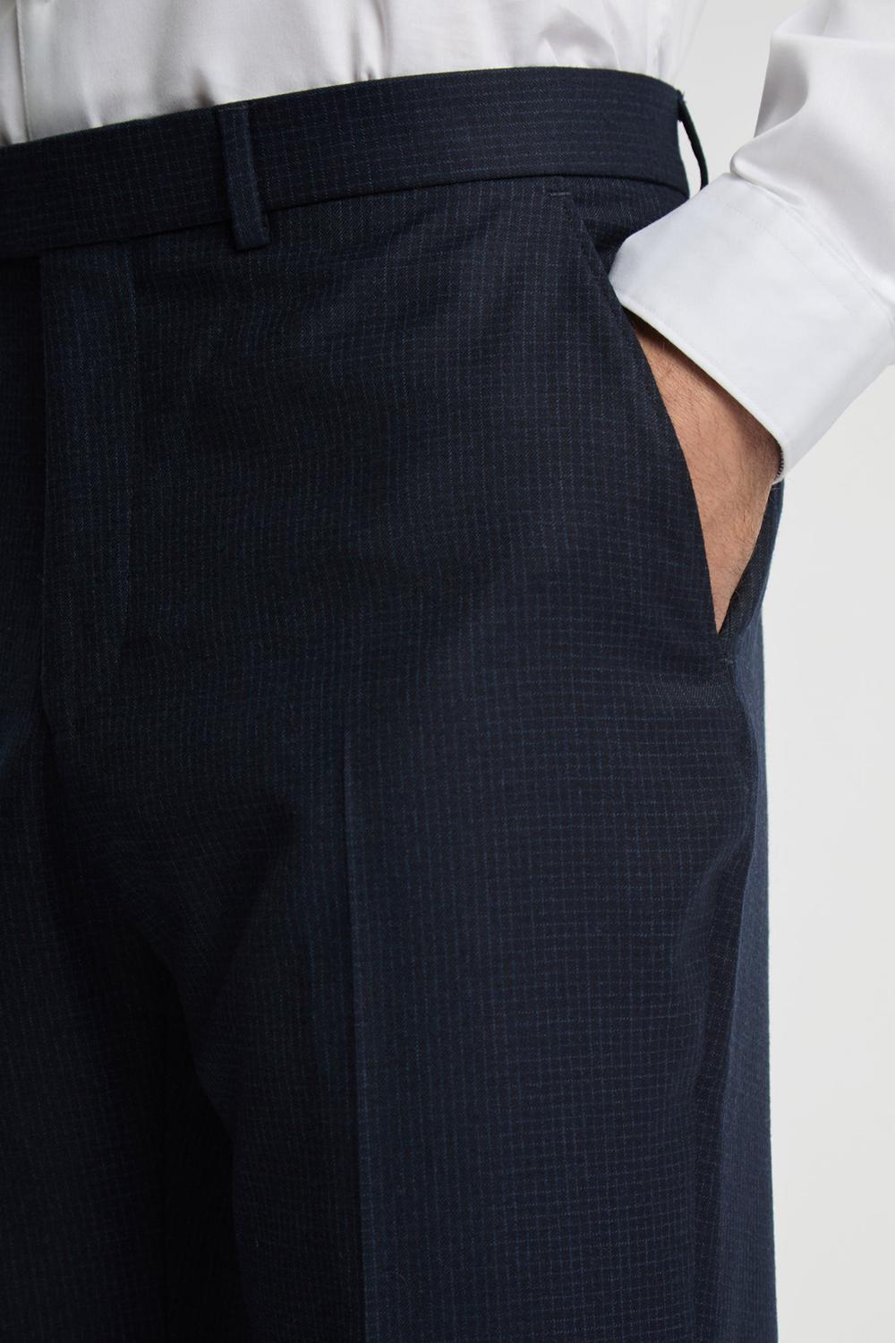 Navy Men Ted Baker CANISTS - Grid Check Regular Fit Suit Trousers | SA  CLI-502389
