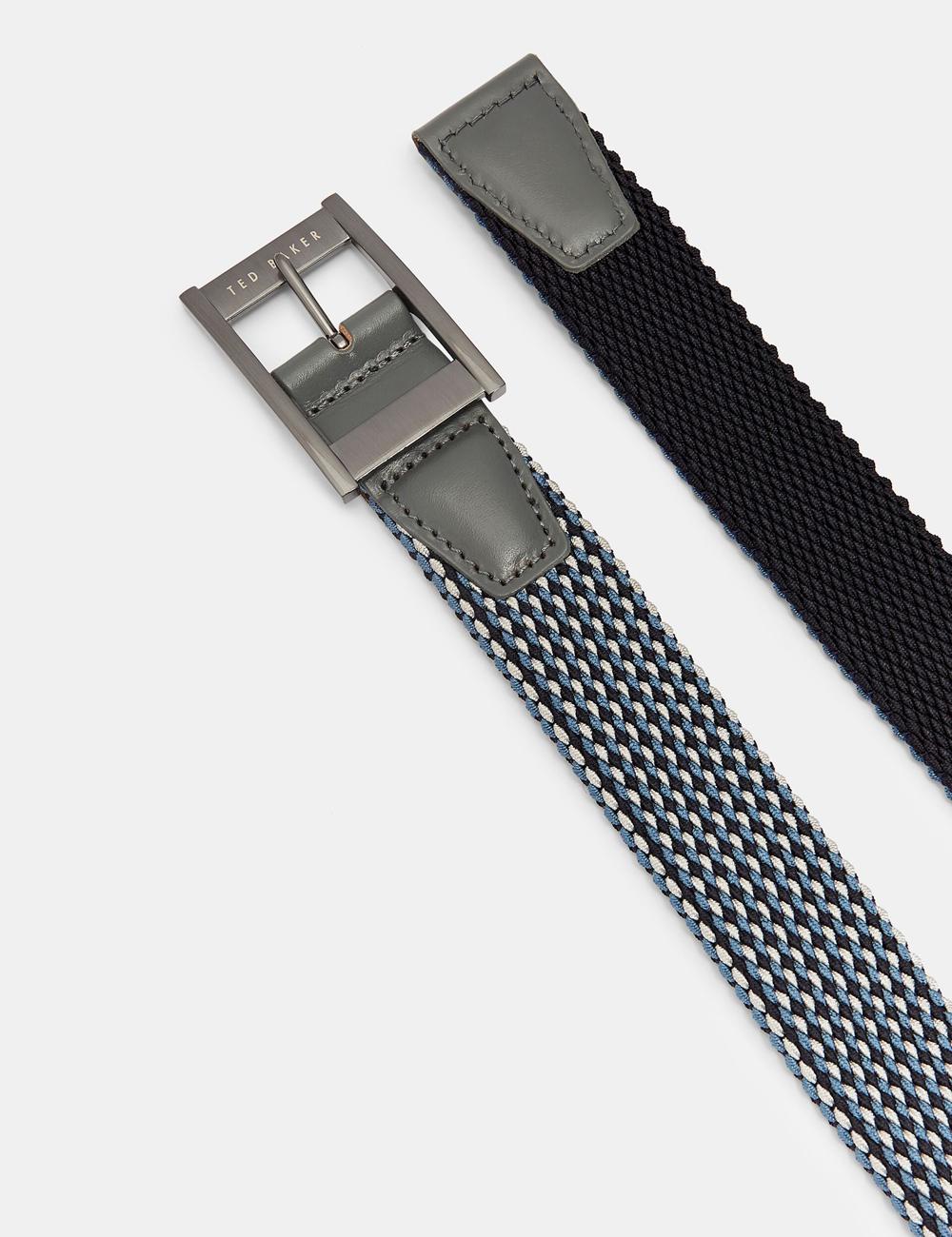 Navy Men Ted Baker COLUMM - Reversible Woven Stretch Elasticated Belts | SA  OGN-738024