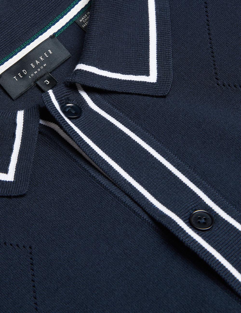 Navy Men Ted Baker ELMDON LS Diamond Button Through Casual Shirts | SA  XCO-702416