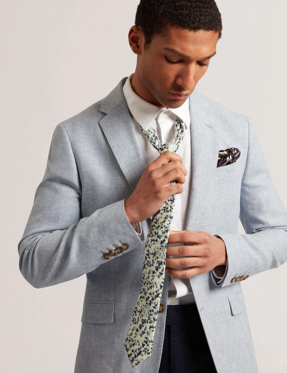 Navy Men Ted Baker ELMSTED - Blurred Floral Print Silk Ties | SA  LCA-706923
